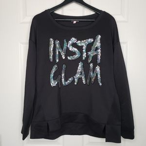 Juicy Couture Black Sequin XL Glam Sweatshirt